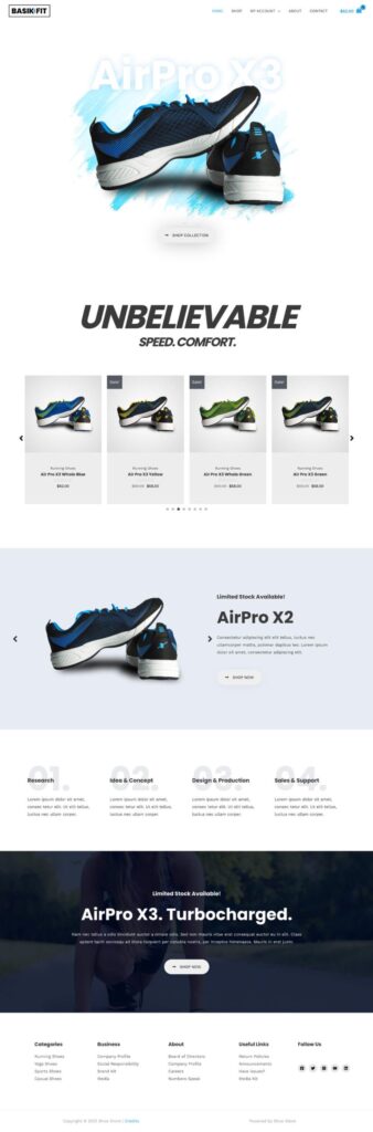 shoe store home page